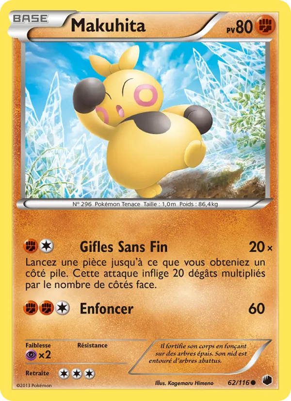 Carte Pokémon Makuhita 62/116 de l'extension Glaciation Plasma