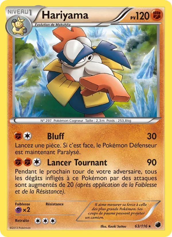 Carte Pokémon Hariyama 63/116 de l'extension Glaciation Plasma