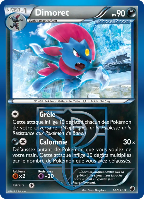 Carte Pokémon Dimoret 66/116 de l'extension Glaciation Plasma