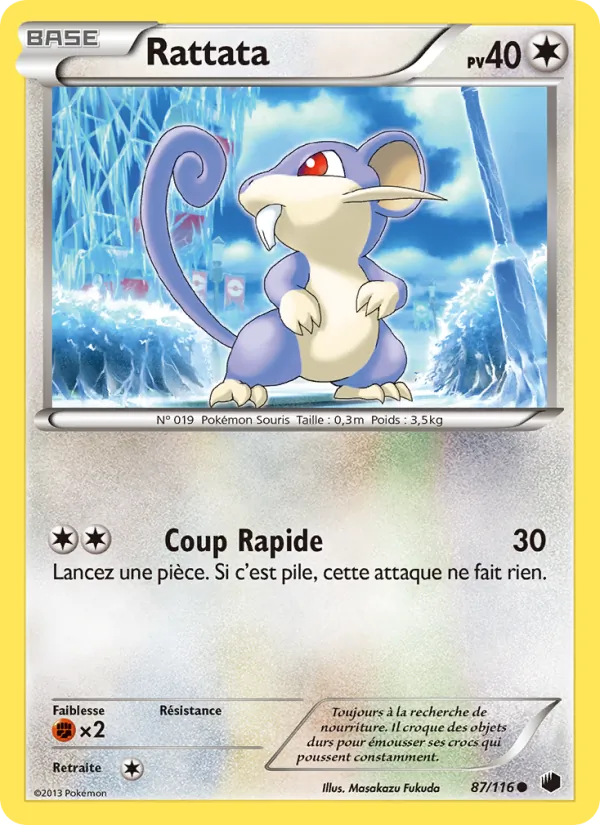 Carte Pokémon Rattata 87/116 de l'extension Glaciation Plasma