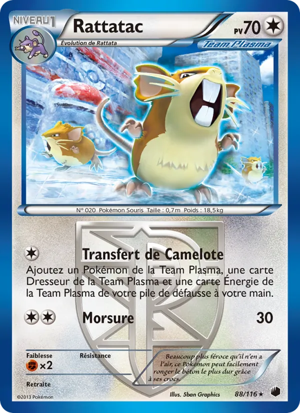 Carte Pokémon Rattatac 88/116 de l'extension Glaciation Plasma