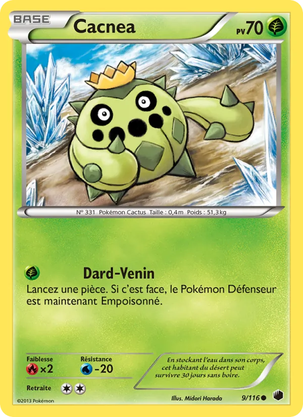 Carte Pokémon Cacnea 9/116 de l'extension Glaciation Plasma