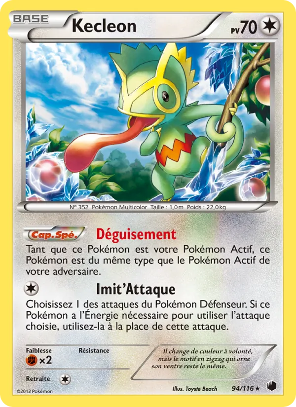 Carte Pokémon Kecleon 94/116 de l'extension Glaciation Plasma
