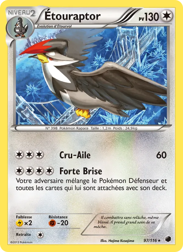 Carte Pokémon Étouraptor 97/116 de l'extension Glaciation Plasma
