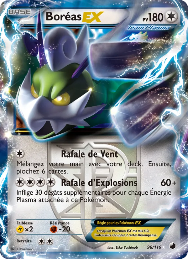Carte Pokémon Boréas-EX 98/116 de l'extension Glaciation Plasma