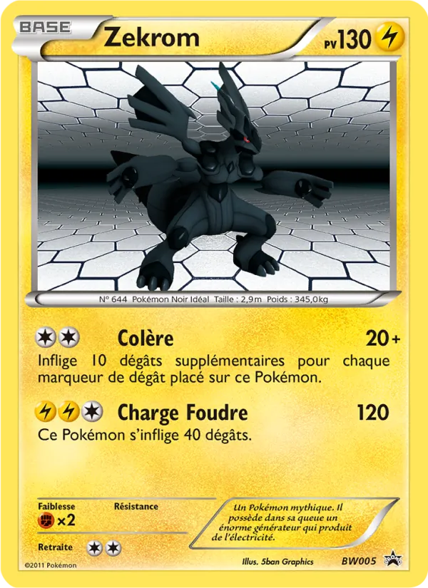 Carte Pokémon Zekrom BW05/101 de l'extension Promo BW