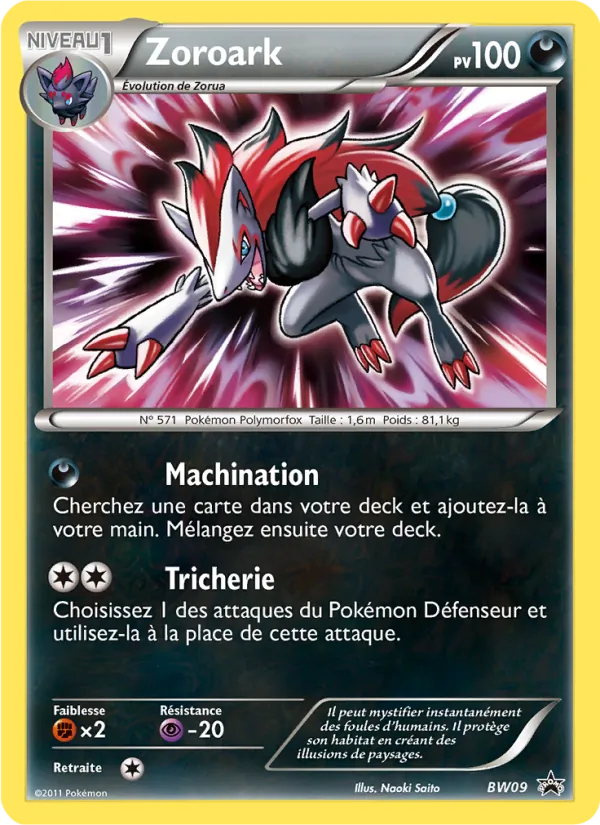 Carte Pokémon Zoroark BW09/101 de l'extension Promo BW