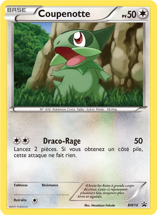 Carte Pokémon Coupenotte BW10/101 de l'extension Promo BW