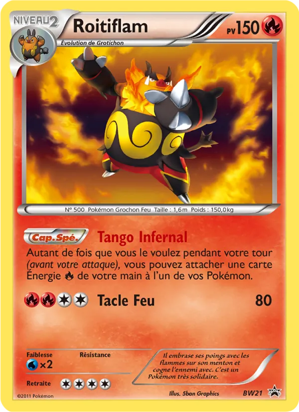 Carte Pokémon Roitiflam BW21/101 de l'extension Promo BW