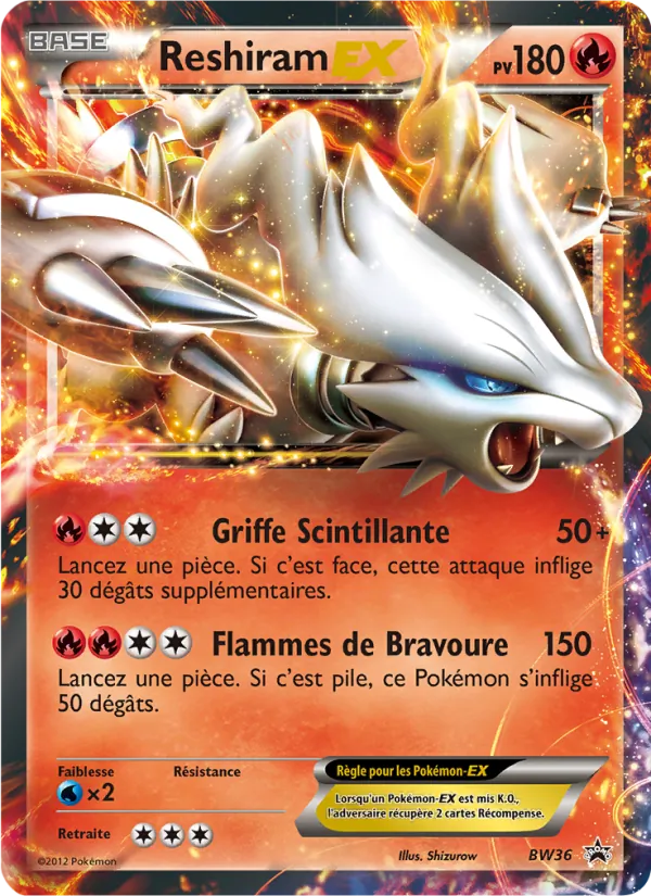 Carte Pokémon Reshiram ex BW36/101 de l'extension Promo BW