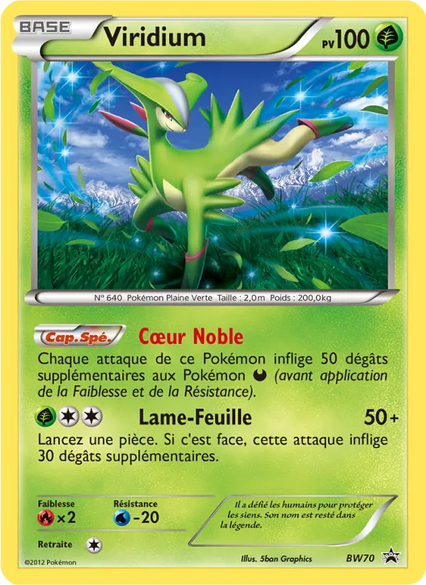 Carte Pokémon Viridium BW70/101 de l'extension Promo BW