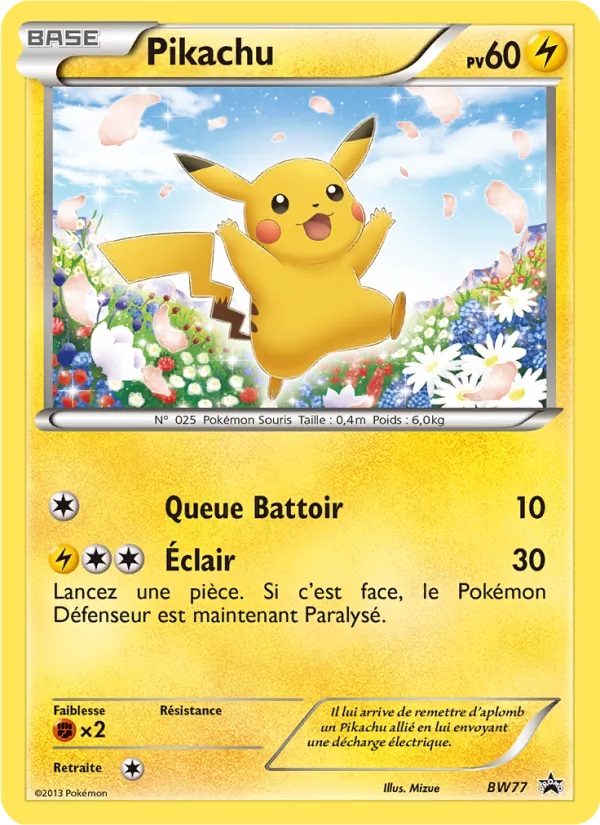 Carte Pokémon Pikachu BW77/101 de l'extension Promo BW