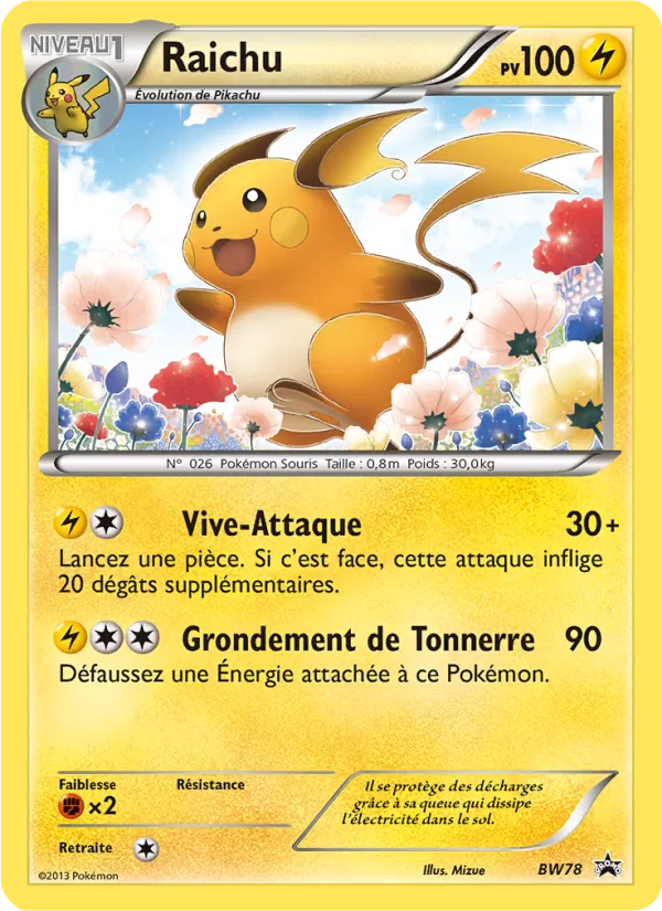Carte Pokémon Raichu BW78/101 de l'extension Promo BW