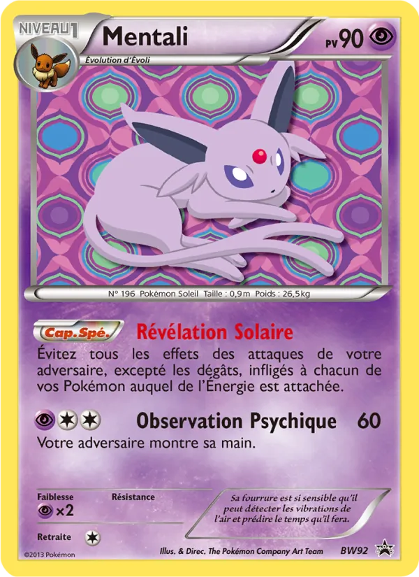 Carte Pokémon Mentali BW92/101 de l'extension Promo BW