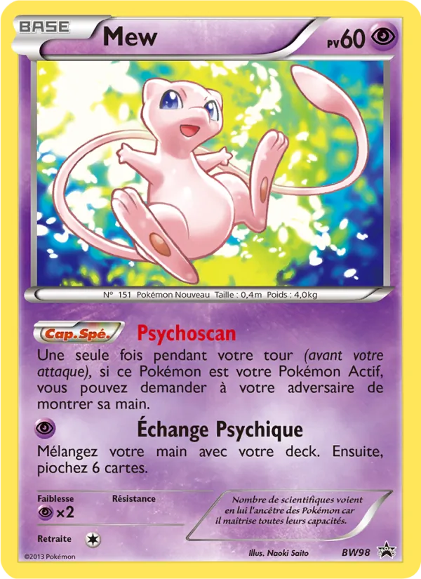 Carte Pokémon Mew BW98/101 de l'extension Promo BW