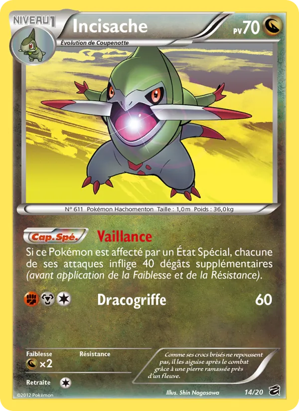Carte Pokémon Incisache 14/20 de l'extension Coffre des Dragons