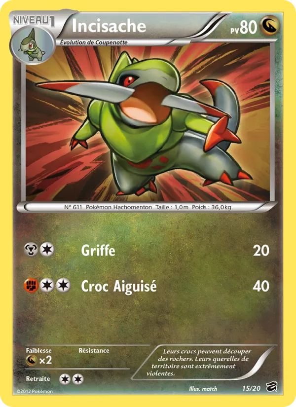Carte Pokémon Incisache 15/20 de l'extension Coffre des Dragons