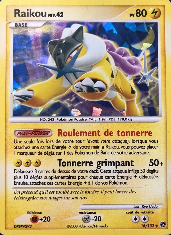 Carte Pokémon Raikou 16/132 de l'extension Merveilles Secrètes