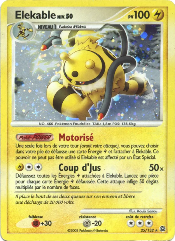 Carte Pokémon Élekable 25/132 de l'extension Merveilles Secrètes