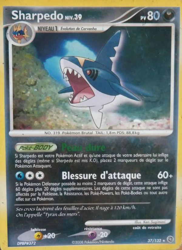 Carte Pokémon Sharpedo 37/132 de l'extension Merveilles Secrètes