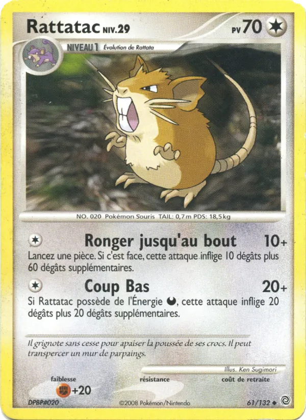 Carte Pokémon Rattatac 61/132 de l'extension Merveilles Secrètes