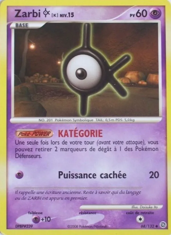 Carte Pokémon Zarbi K 68/132 de l'extension Merveilles Secrètes