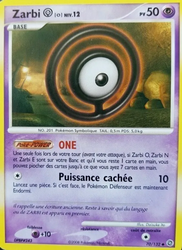 Carte Pokémon Zarbi O 70/132 de l'extension Merveilles Secrètes