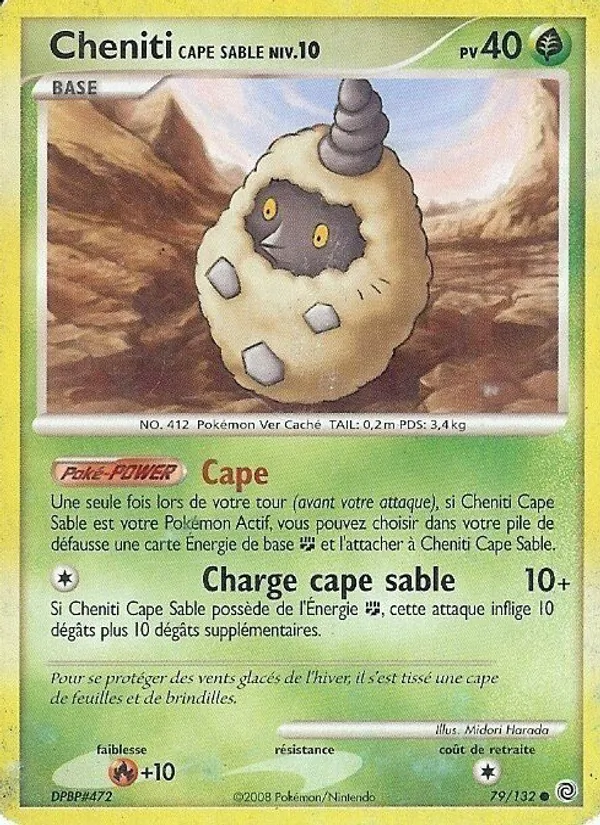 Carte Pokémon Cheniti Cape Sable 79/132 de l'extension Merveilles Secrètes