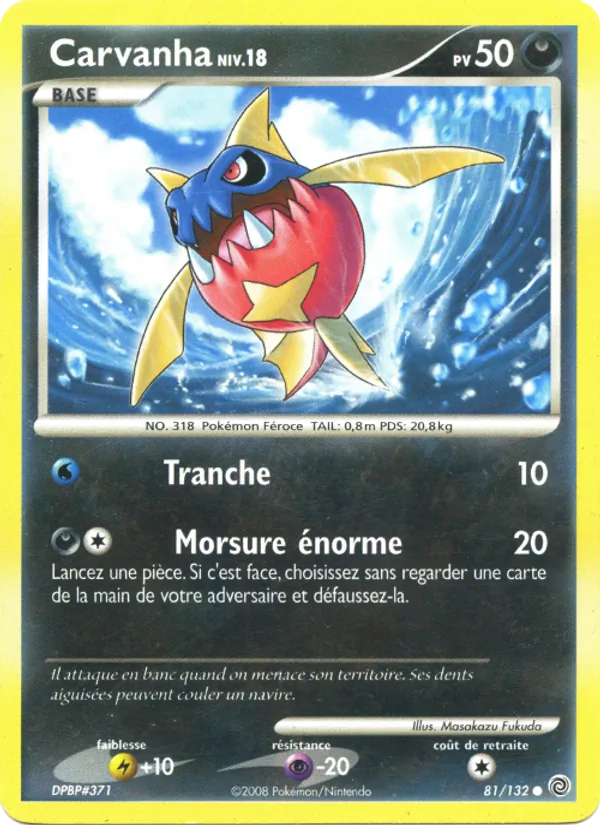 Carte Pokémon Carvanha 81/132 de l'extension Merveilles Secrètes
