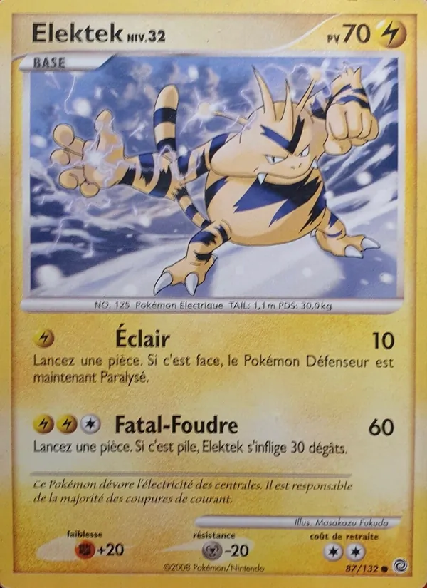 Carte Pokémon Elektek 87/132 de l'extension Merveilles Secrètes