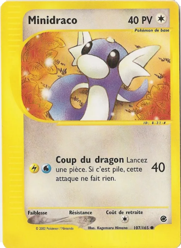 Carte Pokémon Minidraco 107/165 de l'extension Expedition