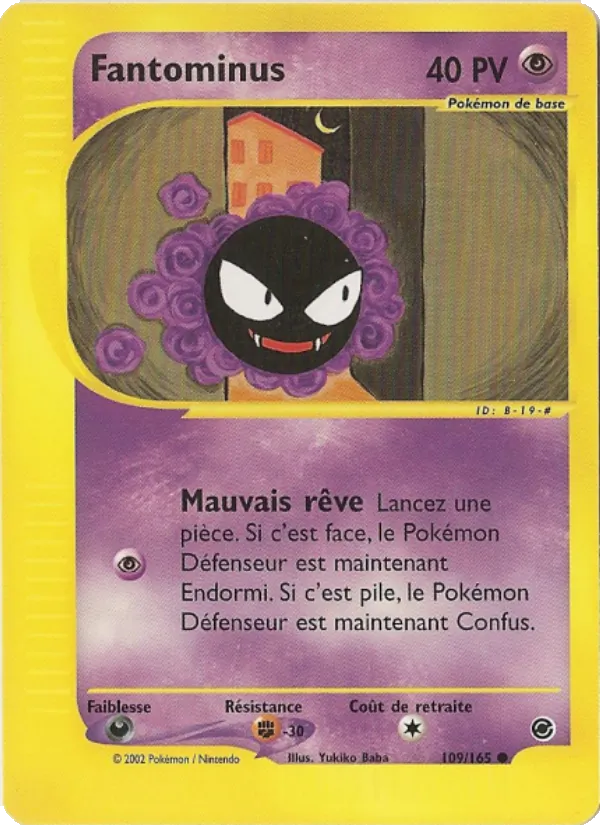 Carte Pokémon Fantominus 109/165 de l'extension Expedition