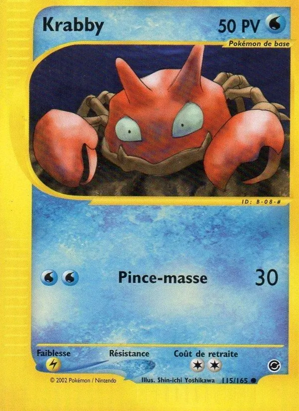Carte Pokémon Krabby 115/165 de l'extension Expedition