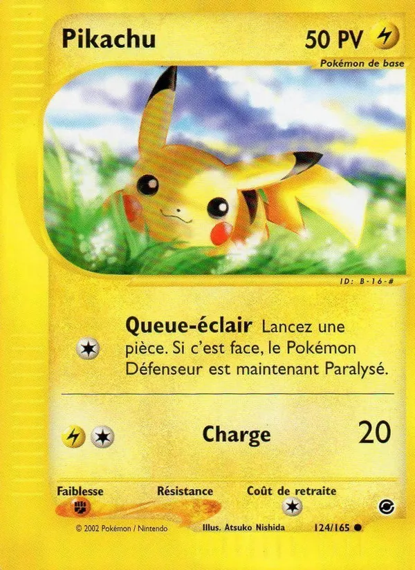 Carte Pokémon Pikachu 124/165 de l'extension Expedition