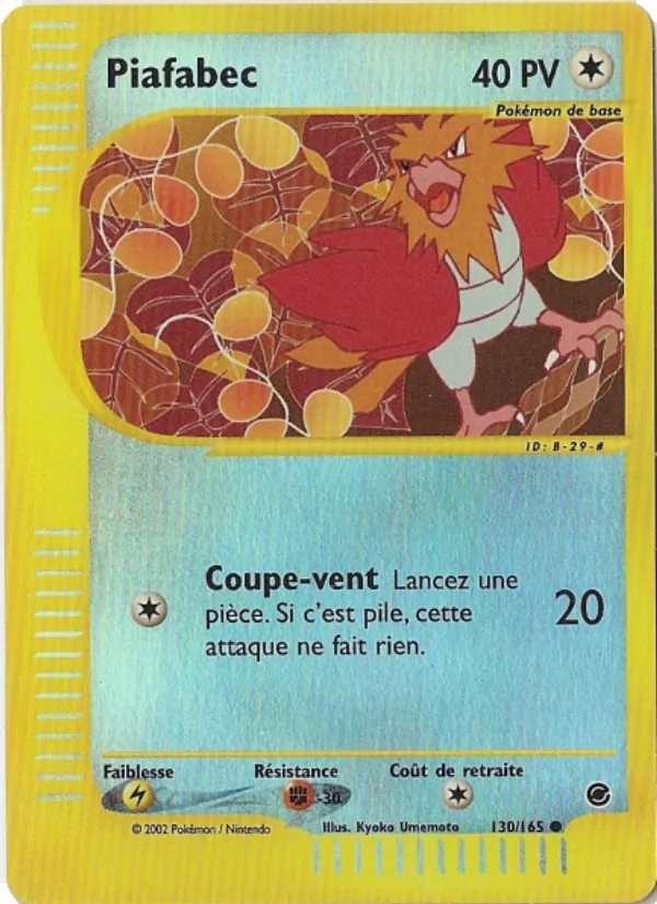 Carte Pokémon Piafabec 130/165 de l'extension Expedition