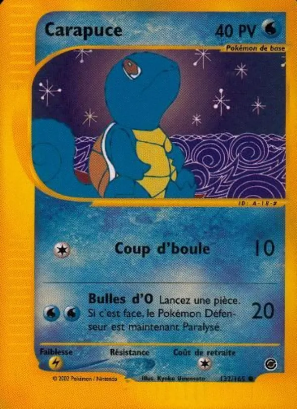 Carte Pokémon Carapuce 132/165 de l'extension Expedition