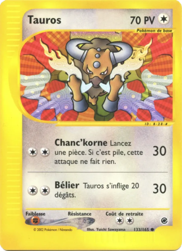 Carte Pokémon Tauros 133/165 de l'extension Expedition