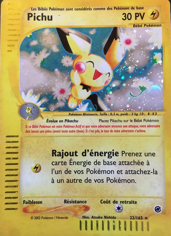 Carte Pokémon Pichu 22/165 de l'extension Expedition