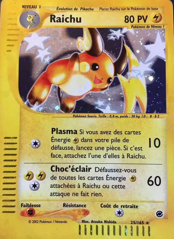 Carte Pokémon Raichu 25/165 de l'extension Expedition