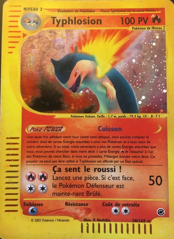 Carte Pokémon Typhlosion 28/165 de l'extension Expedition