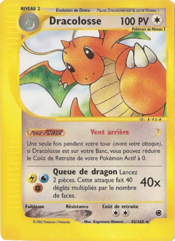Carte Pokémon Dracolosse 43/165 de l'extension Expedition