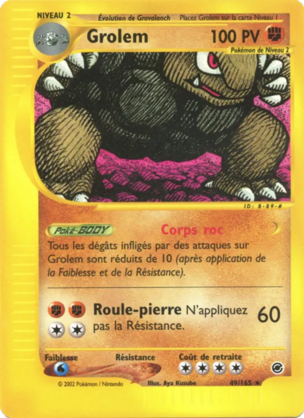 Carte Pokémon Grolem 49/165 de l'extension Expedition