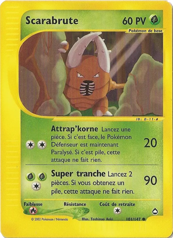 Carte Pokémon Scarabrute 101/147 de l'extension Aquapolis
