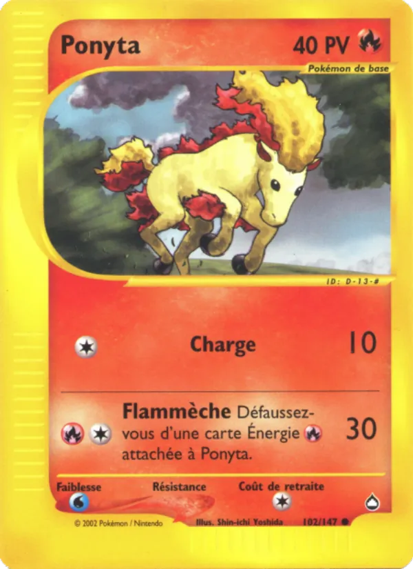 Carte Pokémon Ponyta 102/147 de l'extension Aquapolis