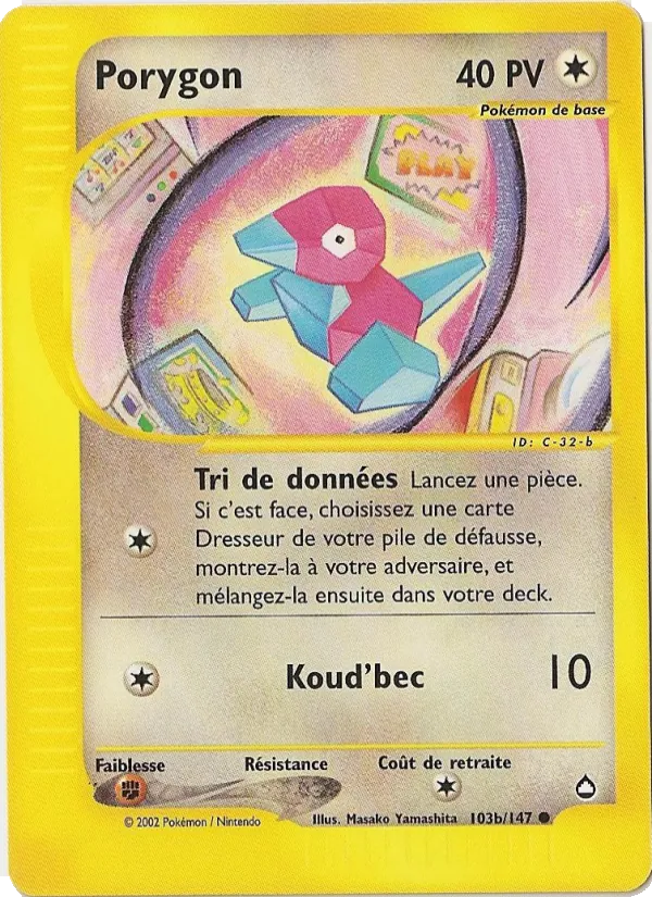 Carte Pokémon Porygon 103b/147 de l'extension Aquapolis
