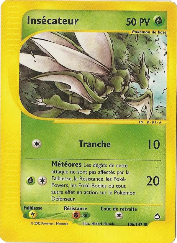 Carte Pokémon Insécateur 106/147 de l'extension Aquapolis