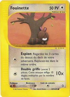 Carte Pokémon Fouinette 107 — Aquapolis