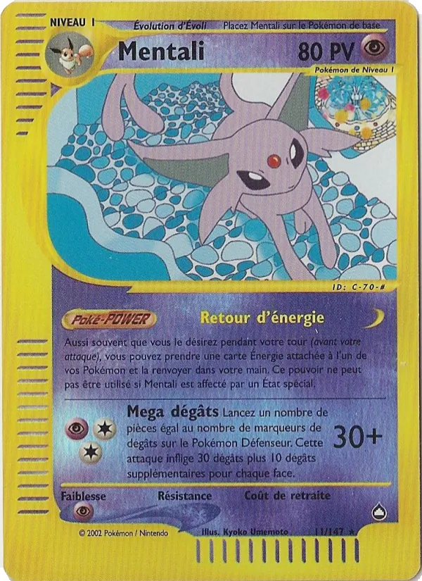 Carte Pokémon Mentali 11/147 de l'extension Aquapolis