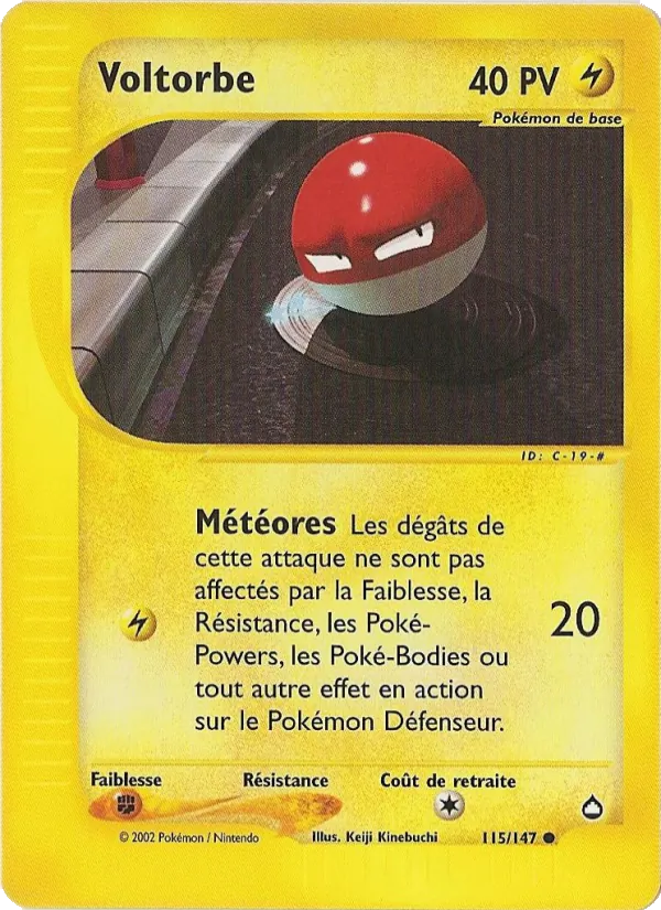 Carte Pokémon Voltorbe 115/147 de l'extension Aquapolis