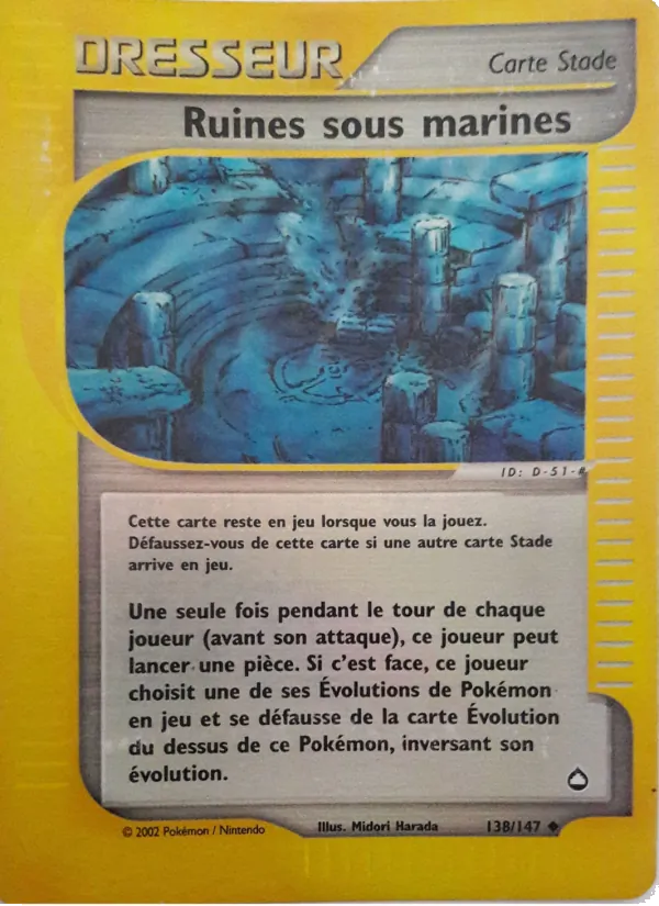 Carte Pokémon Ruines sous marines 138/147 de l'extension Aquapolis